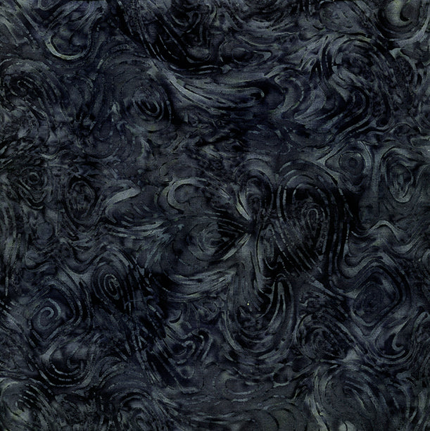 Dark charcoal black marble patterned fabric with swirling organic textures.