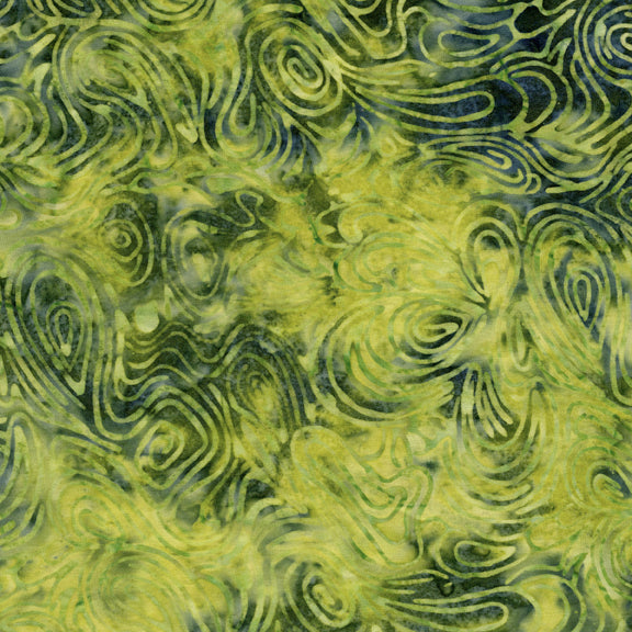 Green and black swirling pattern fabric