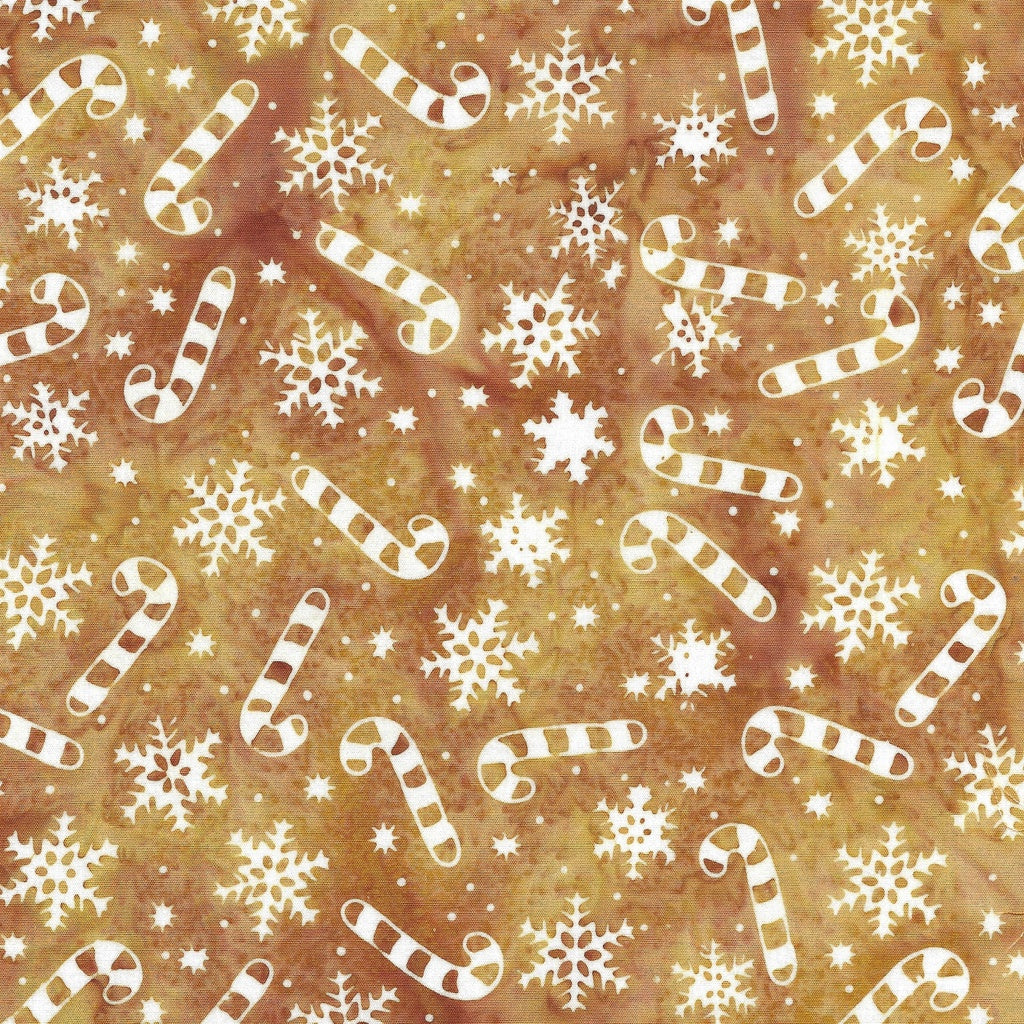 Fabric Lumin Gold Acorn Candy Cane Snowflakes Merry Moments Island Batiks by the Quarter Yard 122405265