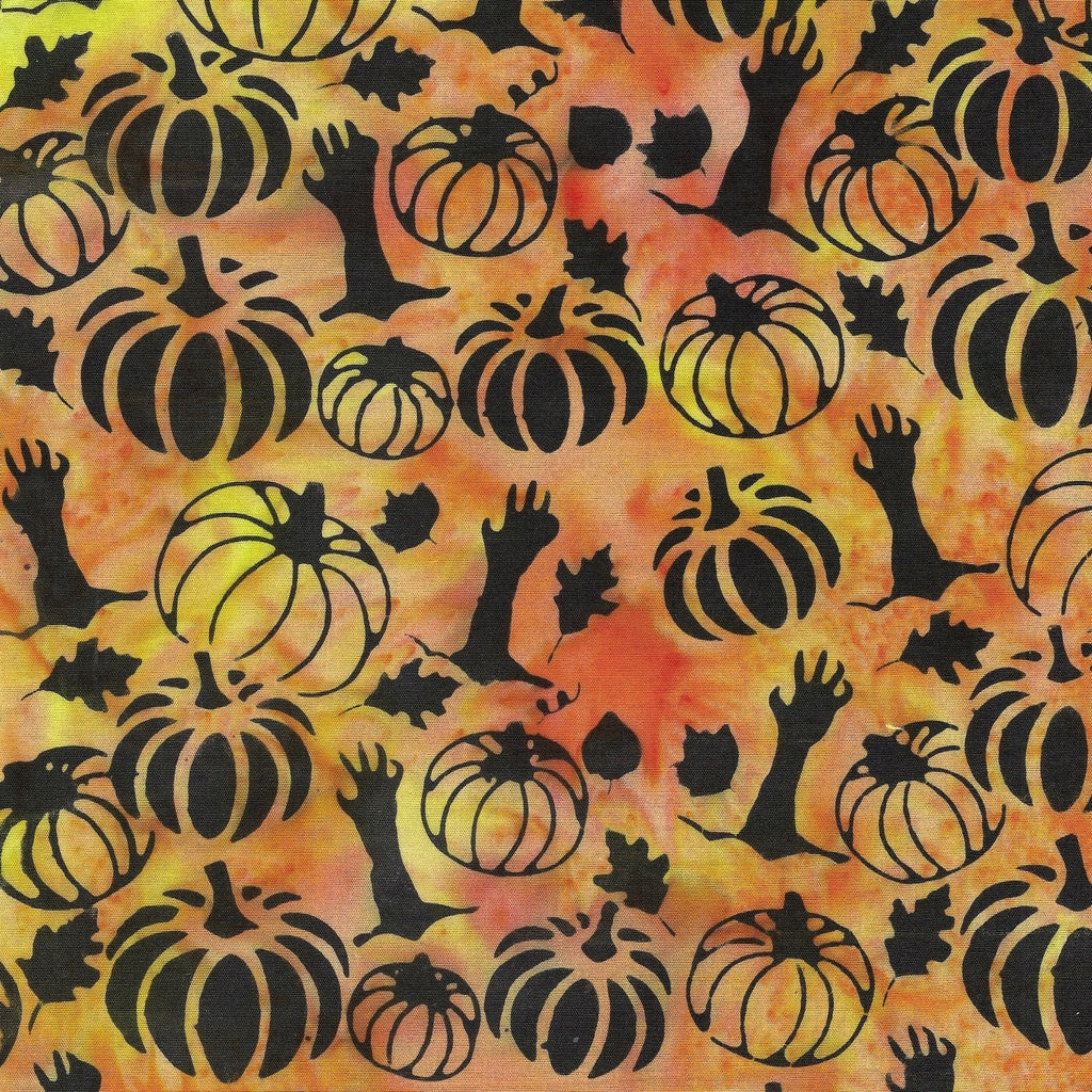 Fabric Lumin Orange Pumpkin Hands and Pumpkins Spooktacular Island Batiks by the Quarter Yard 122462275