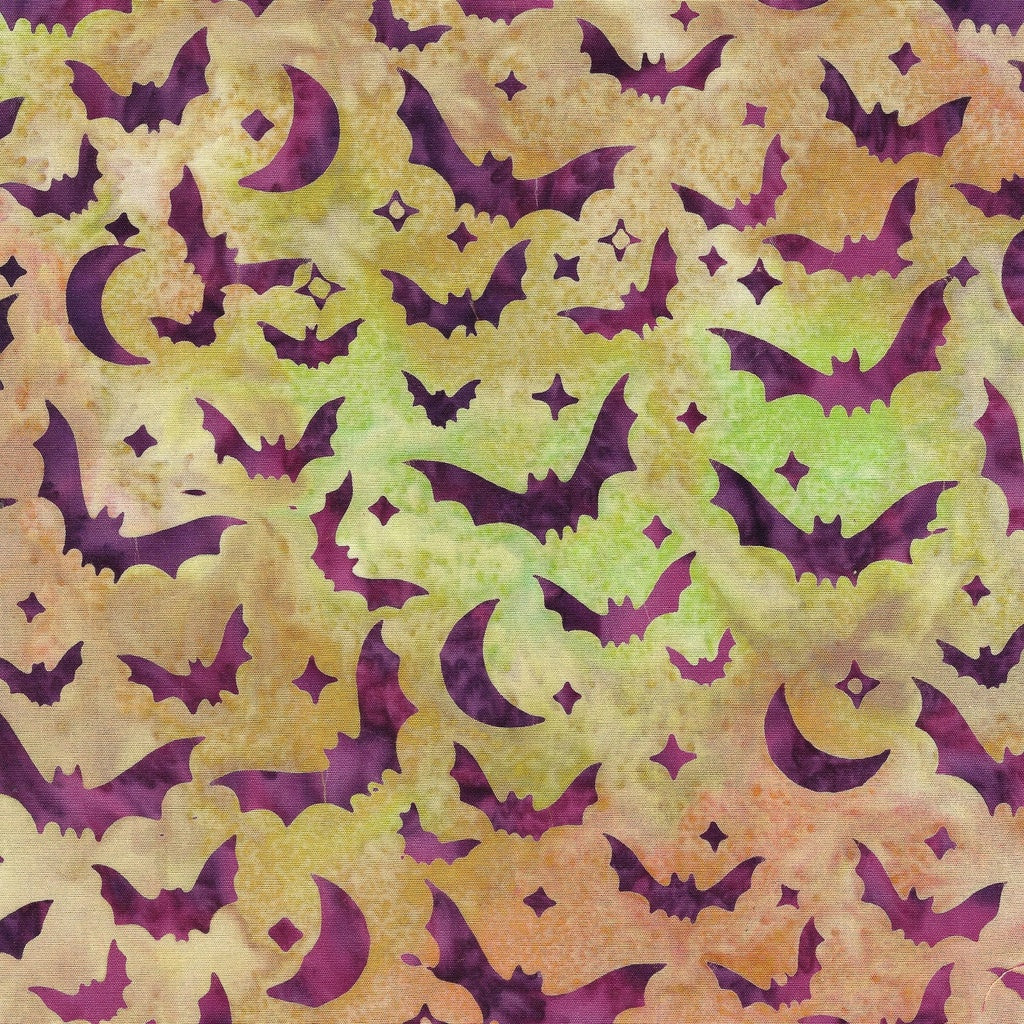 Fabric Lumin Pink Green Pale Olive Bats Spooktacular Island Batiks by the Quarter Yard 122461803