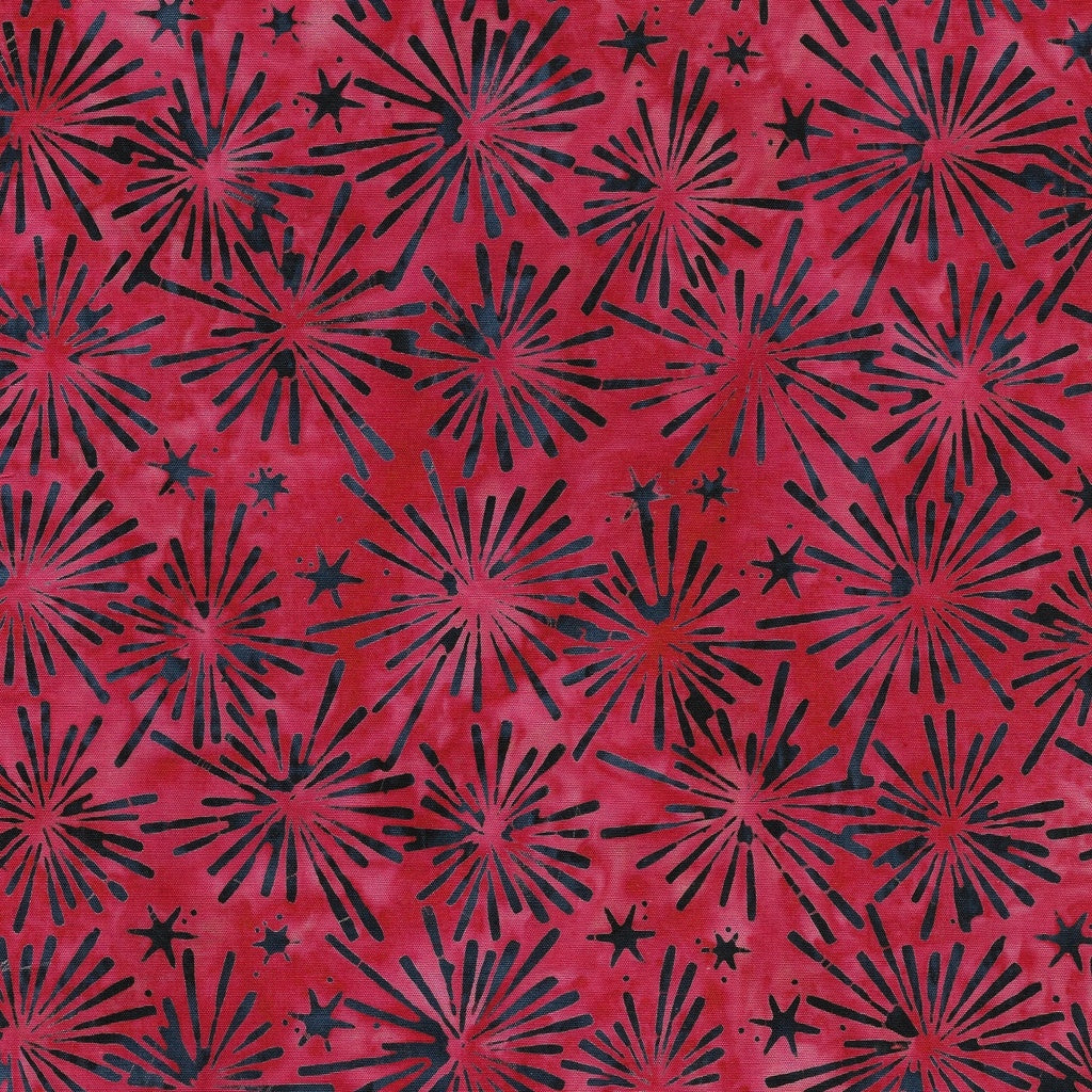 Fabric Lumin Red Crimson Bursting Stars Jubilee Island Batiks by the Quarter Yard 122453365