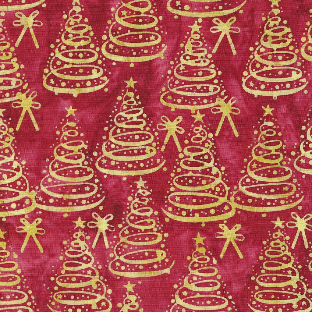 Fabric Lumin Red Imperial Christmas Trees Merry Moments Island Batiks by the Quarter Yard 122412345