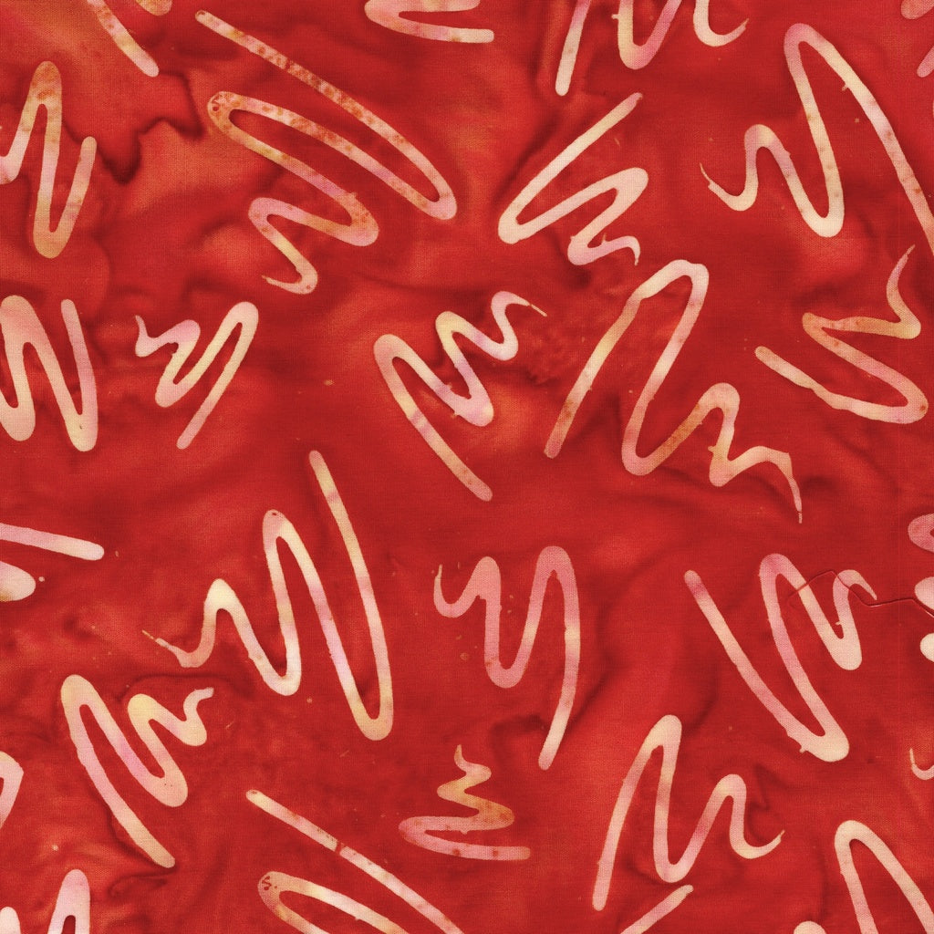 Fabric Lumin Red Paprika Squiggle Sunset Island Batiks by the Quarter Yard 612502350
