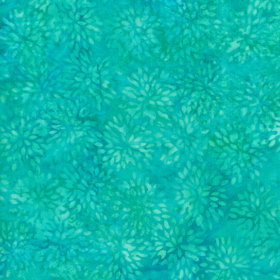 Fabric Lumin Turquoise Small Pointed Floral Foundations Blenders Island Batiks by the Quarter Yard BE36-D1