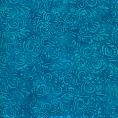 Blue patterned fabric with swirling designs
