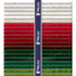 A vertical stack of patterned fabric swatches in white, red, and green, with a dark navy center band printed with the text 'White Owl'.