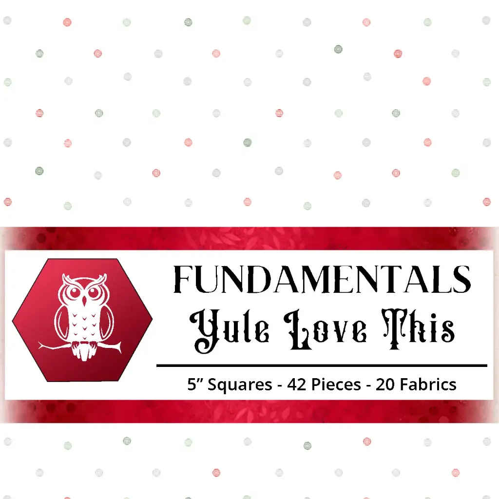 Product packaging with 'Fundamentals Yule Love This' branding and owl design on a red and white background.