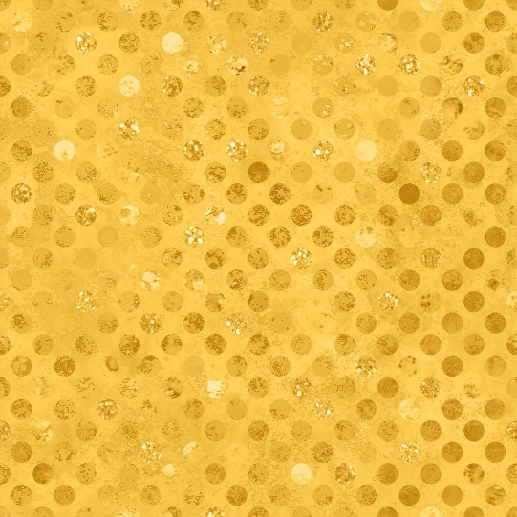 Gold glittery fabric with circular patterns