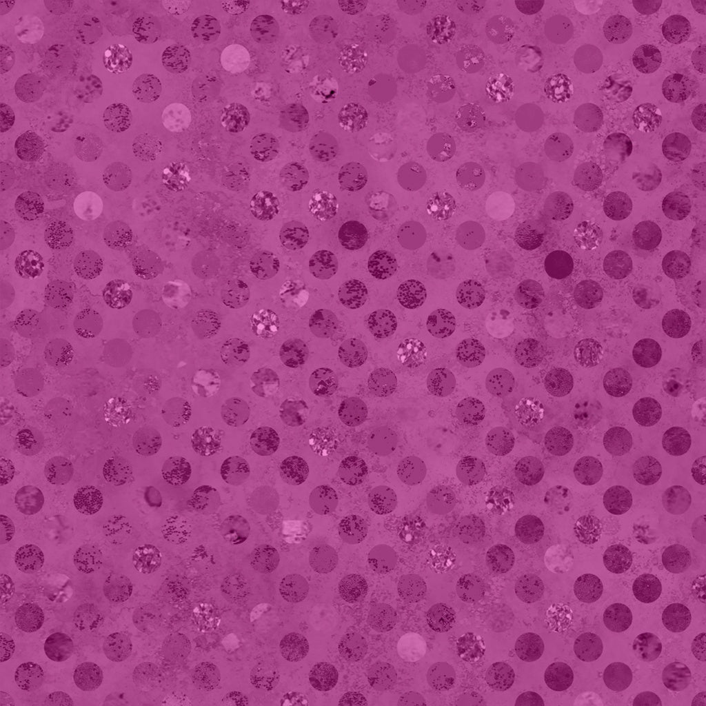Patterned fabric with small circles and dots on a magenta background