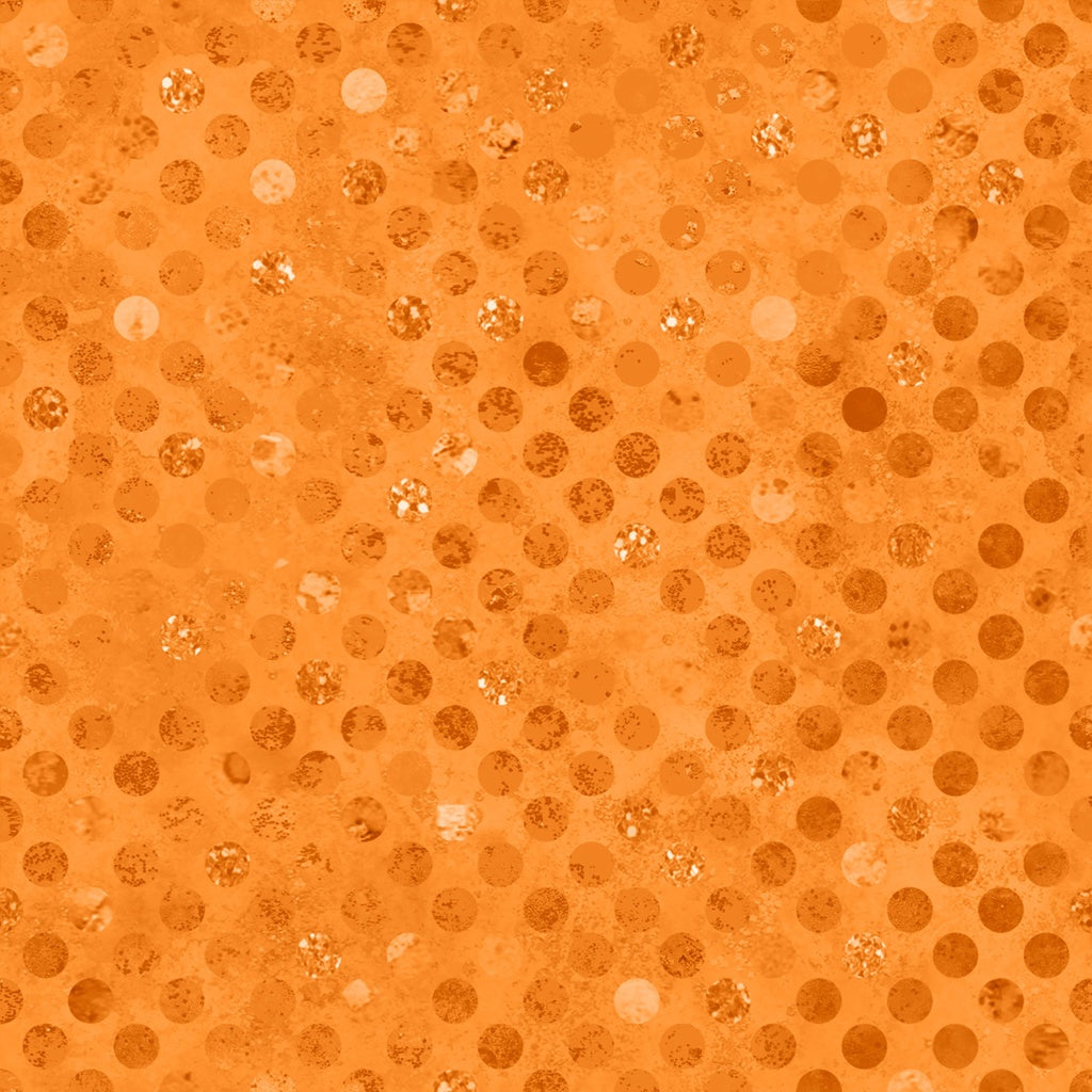 Orange background with a pattern of small circles and dots