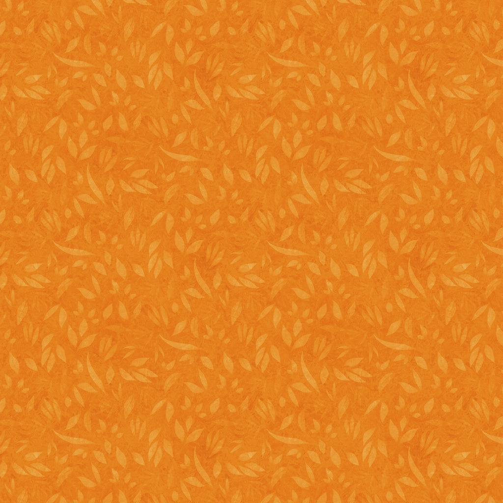 Orange fabric with subtle leaf pattern