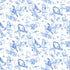 Fabric Lumin White Owl Textiles White/Blue Birds & Bees Amalfi Coast by the Quarter Yard W105-004-055