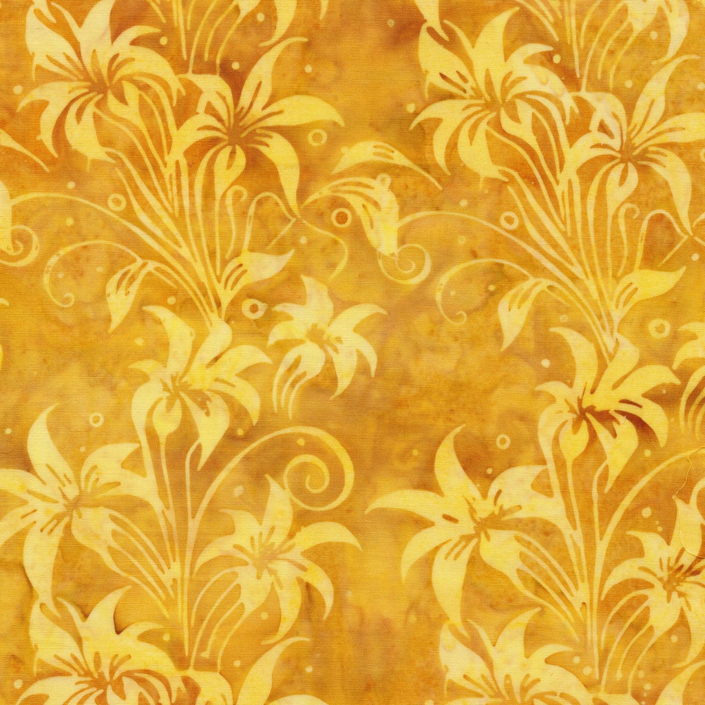 Fabric Lumin Yellow Cornmeal Lily Florals Colorburst Island Batiks by the Quarter Yard 712516240