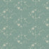 A close-up of a fabric pattern featuring a muted sage green background with a delicate, repeating cream floral and leaf motif.