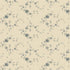 A repeating floral pattern on a warm cream fabric background, featuring muted blue-gray flowers and small leaves arranged in scattered vine motifs.