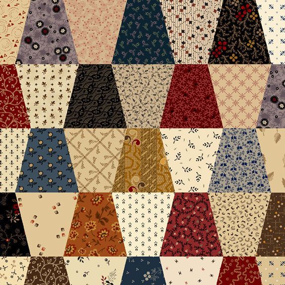 Patchwork quilt with geometric pattern in various colors