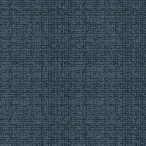 A close-up of a textured fabric swatch in a dark slate blue color with a fine woven pattern.