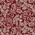 A repeating floral and botanical pattern in deep burgundy red with warm cream-colored leaves, flowers, and acorns.