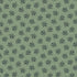 A repeating floral pattern featuring green stylized leaves and small dots on a muted sage green background.