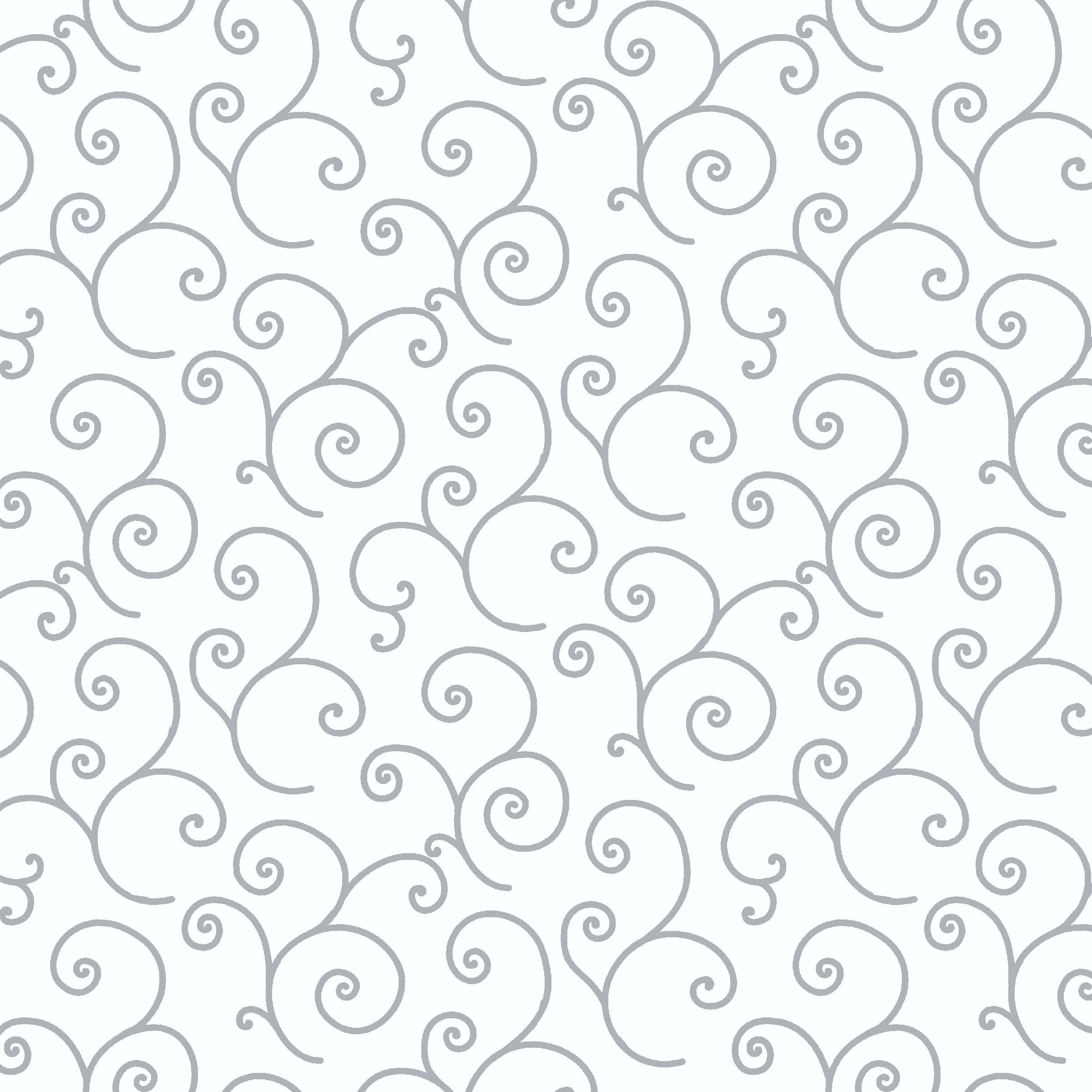 Fabric Maywood Studio White/Gray Scroll Kimberbell Basics by the Quarter Yard MAS8243-WK