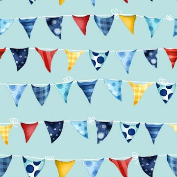 Fabric Michael Miller Aqua Nautical Flags Sail Away by the Quarter Yard DCX12515-AQUA