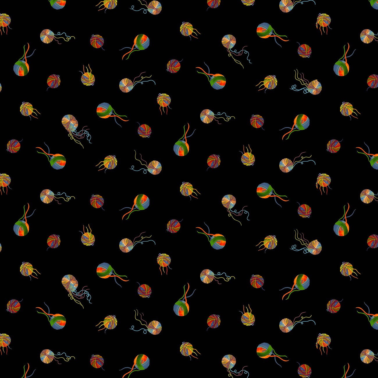 Fabric Michael Miller Black Yarn Lovers Purrsuit of Coffeeness by the Quarter Yard DDC12485-BLAC