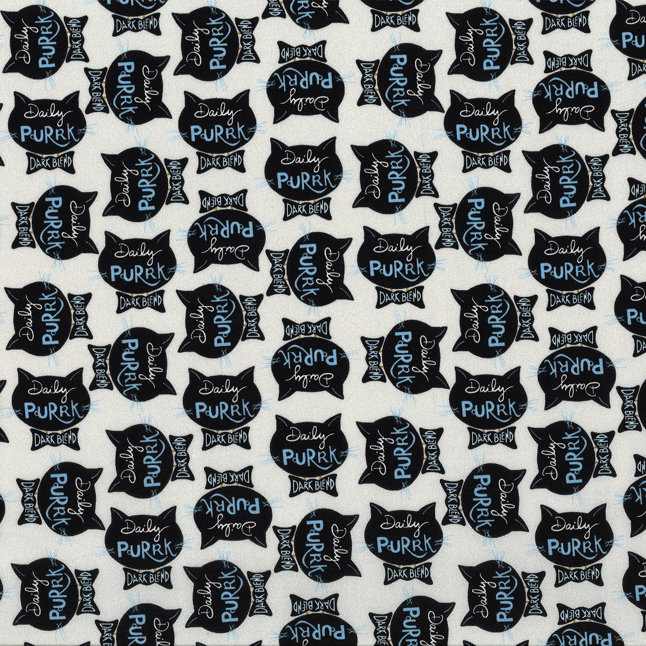 Fabric Michael Miller Gray Daily Purrk Purrsuit of Coffeeness by the Quarter Yard DDC12484-GRAY