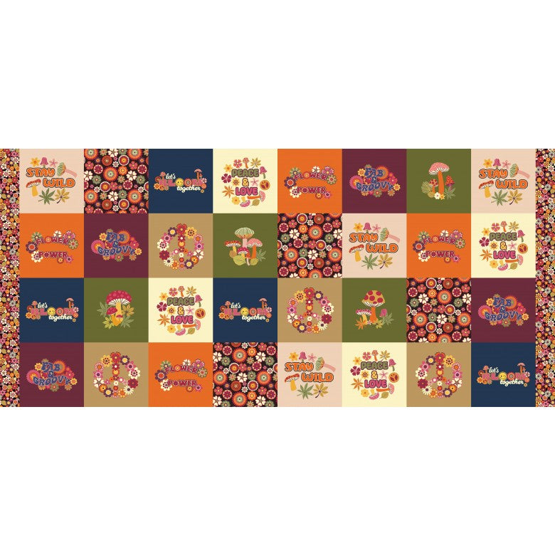 Fabric Michael Miller Let's Bloom Together Feelin' Groovy Panel DCX12472-MULT-D