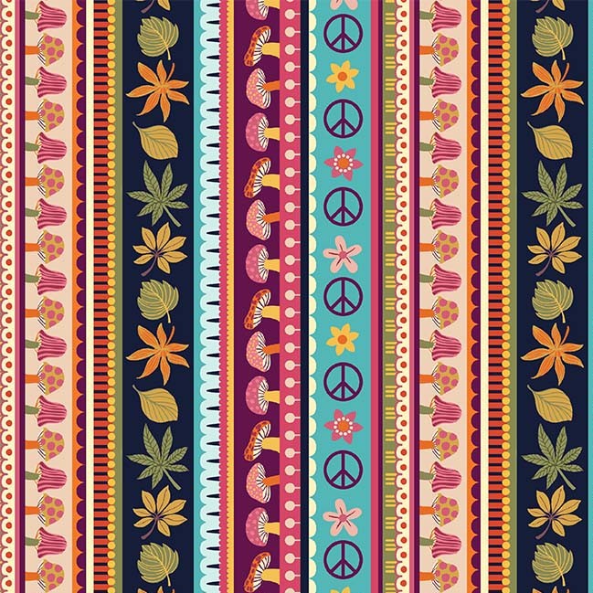 Fabric Michael Miller Multi Foliage Stripe Feelin' Groovy by the Quarter Yard DCX12470-MULT-D