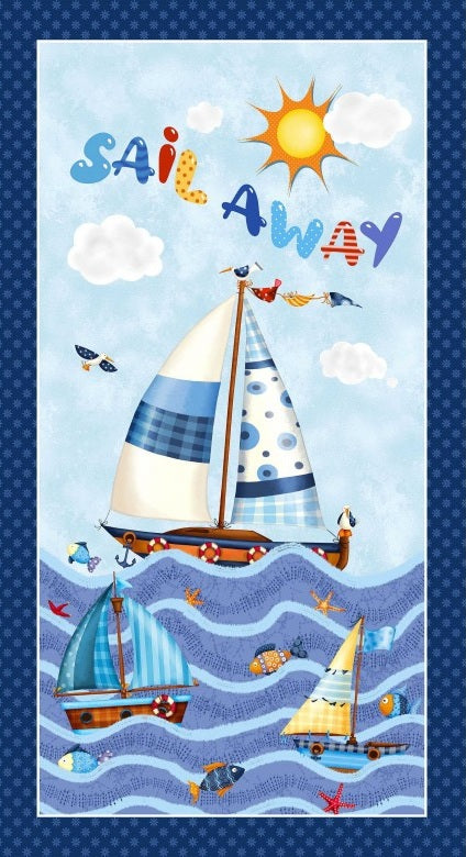 Fabric Michael Miller Sail Away 24" Quilting Panel DCX12518-MULT