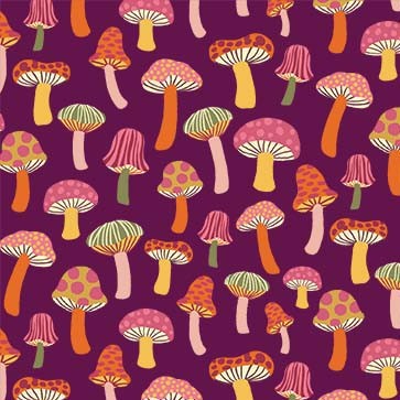 Fabric Michael Miller Violet Mushroom Medley Feelin' Groovy by the Quarter Yard DCX12469-VIOL-D