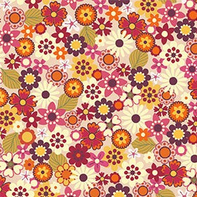 Fabric Michael Miller Whisper Retro Groovy Floral Feelin' Groovy by the Quarter Yard DCX12465-WHIS-D