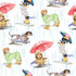 Fabric Michael Miller White Dogs in the Rain Paws in the Rain by the Quarter Yard DCX12400-WHIT-D