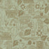 Patterned fabric with books, leaves, and other items on a green background