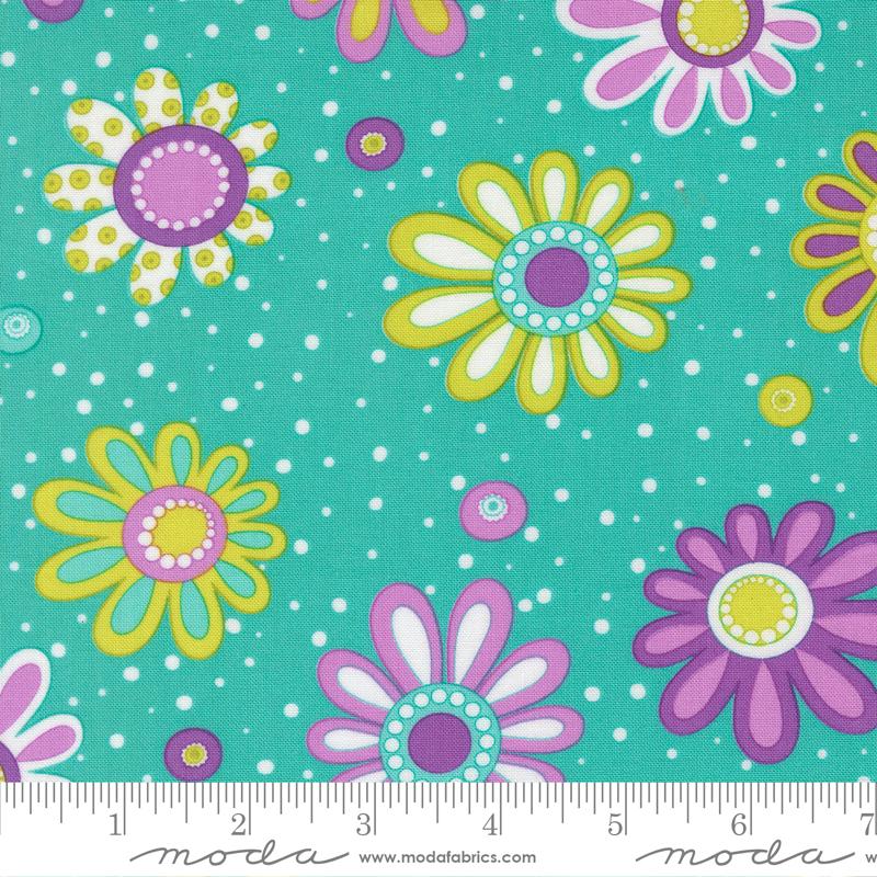 Fabric Moda Aqua Flower Power Pick Me by the Quarter Yard 22497-14