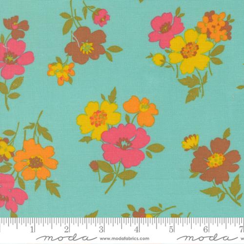 Fabric Moda Aqua Groovy Garden Happy Daze by the Quarter Yard 33843-18