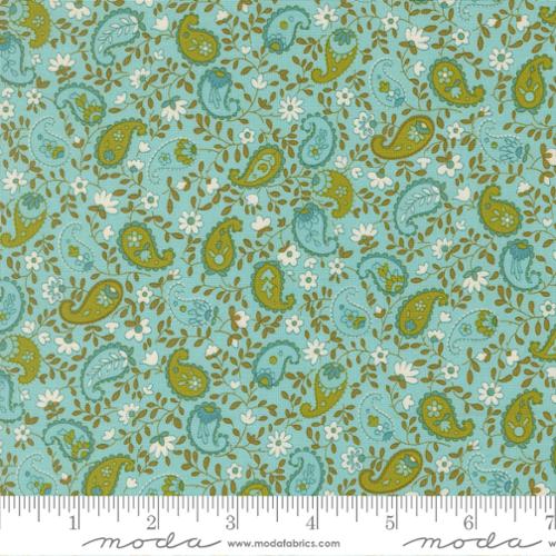 Fabric Moda Aqua Peaceful Paisley Happy Daze by the Quarter Yard 33845-18