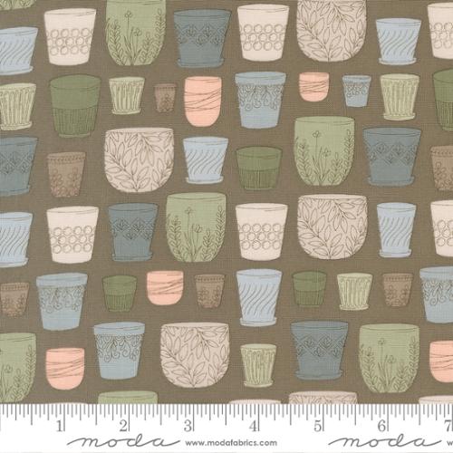 Fabric Moda Charcoal Pots Potted by the Quarter Yard 26141-21