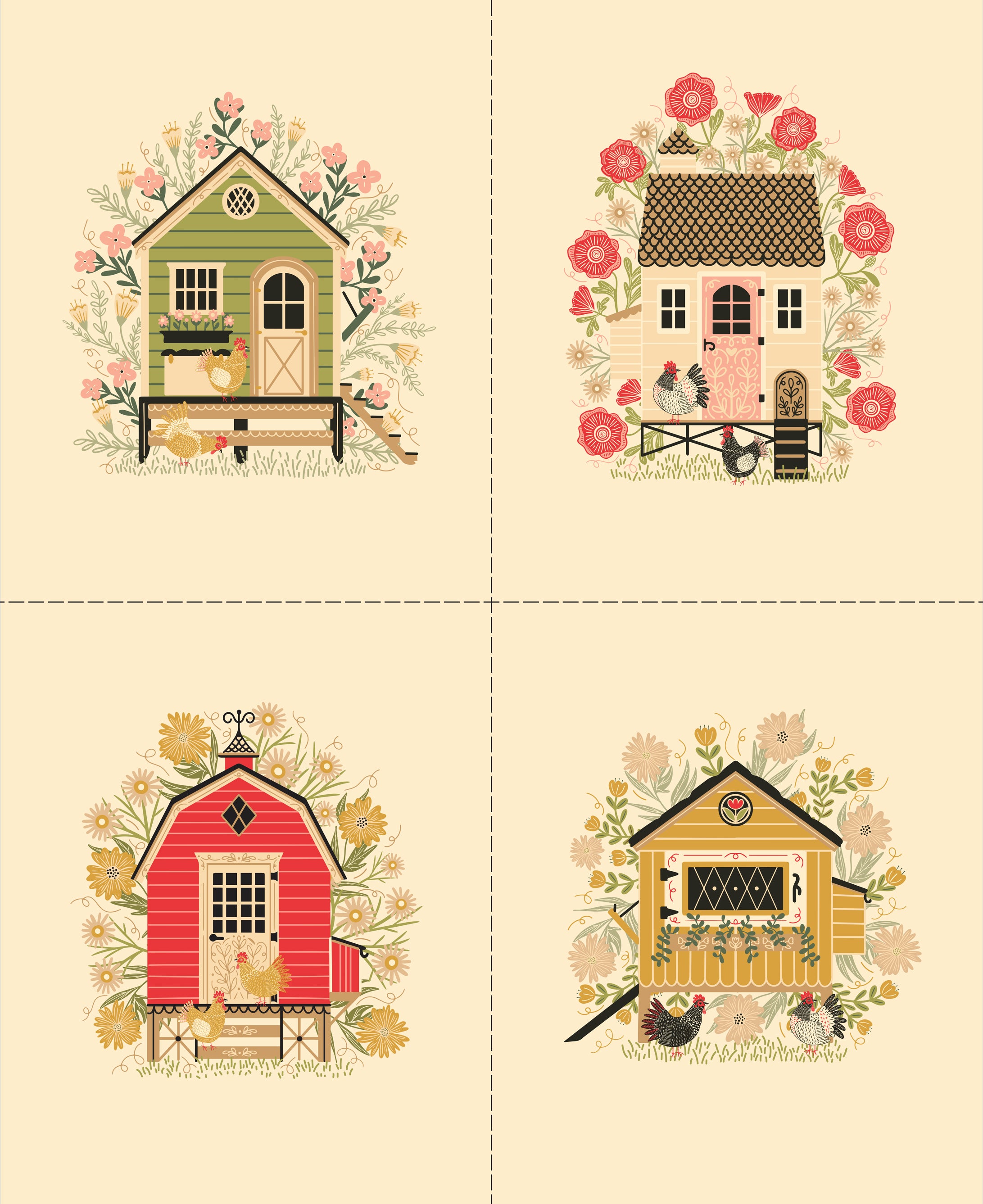 Fabric Moda Cloud The Henhouse Quilt Panel 48439-11