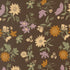 Floral pattern with various flowers on a brown background
