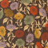 Pattern of sunflowers in various colors on a brown background