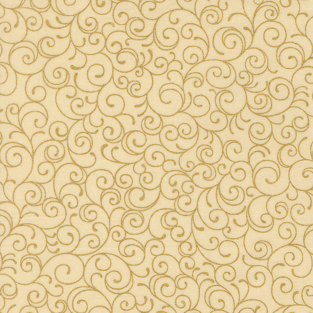 Fabric Moda Cream Swirl Merry Manor Metallic by the Quarter Yard 33865-11M