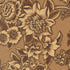 A close-up of a floral patterned fabric or wallpaper featuring large cream-colored flowers and leaves with dark brown shading on a textured tan background.
