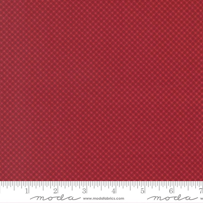 Fabric Moda Deep Crimson Cross Stitch American Gatherings III by the Quarter Yard 49328-13