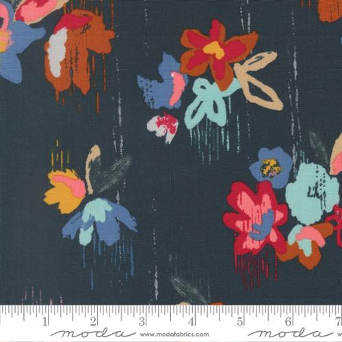 Fabric Moda Deep Sea Brush Stroke Floral Boho Haven by the Quarter Yard 45640-18