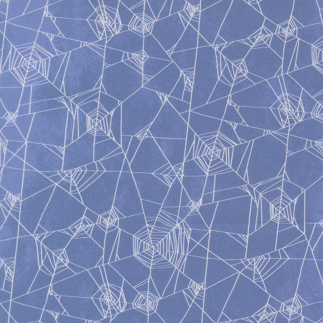 Geometric spider web pattern on a blue background