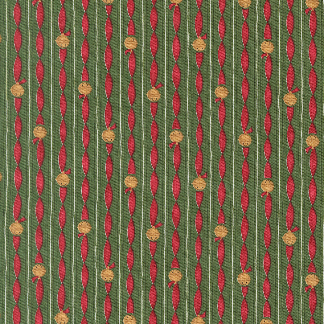 Fabric Moda Evergreen Jingle Bell Stripes When Snow Falls by the Quarter Yard 56176-17