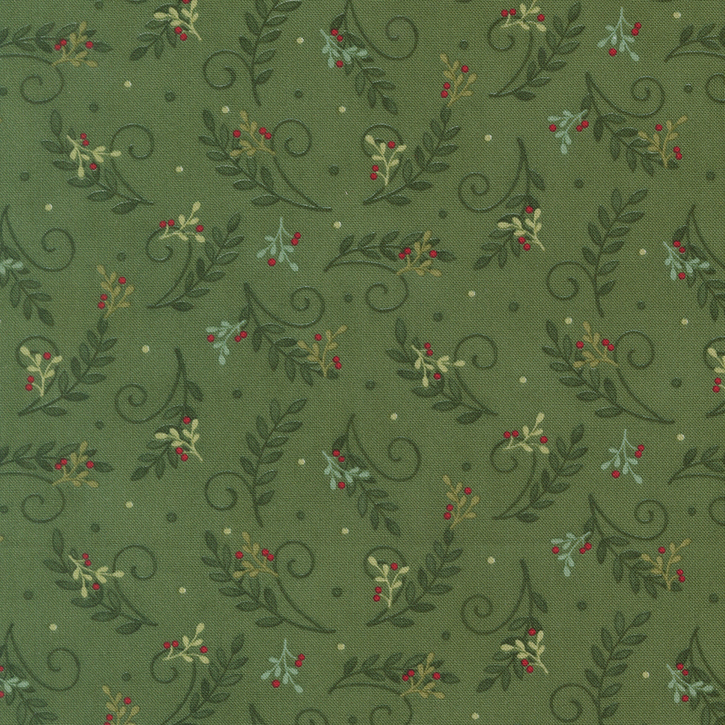 Fabric Moda Evergreen Tossed Greenery When Snow Falls by the Quarter Yard 56175-17