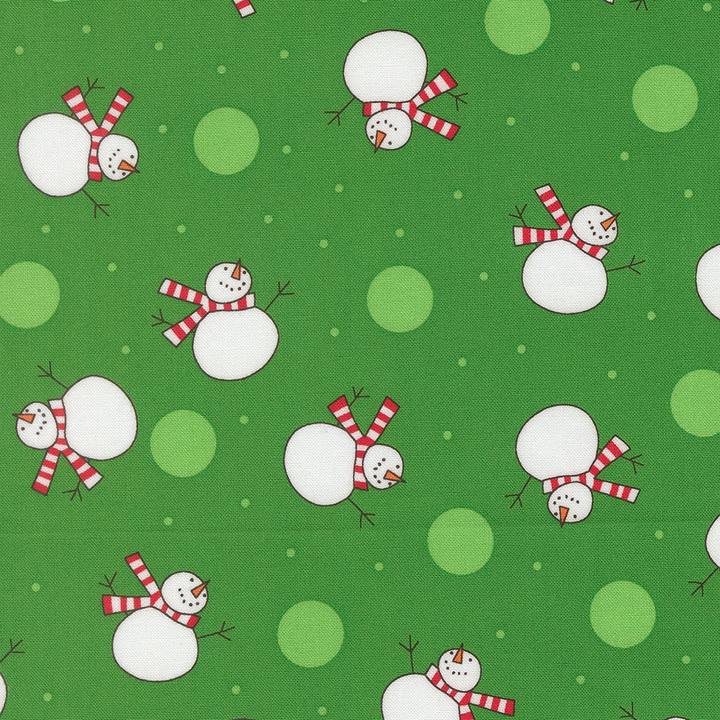 Fabric Moda Evergreen Tossed Snowman Snow Time by the Quarter Yard 22501-13
